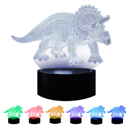 Lámpara Nocturna Gadnic Dinosaurio 3D 16 Tonos