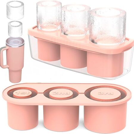 Cubetera de Silicona Rosa Gadnic con Bandeja Hielo Cilíndrico