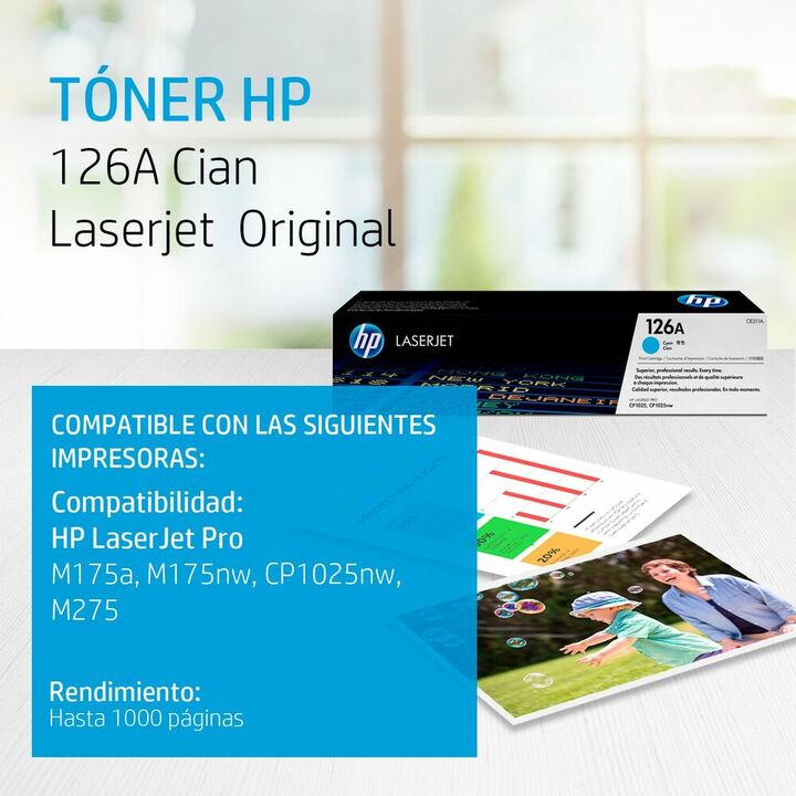 Tóner Hp 126a Cian Laserjet Original Ce311a - Vista 2