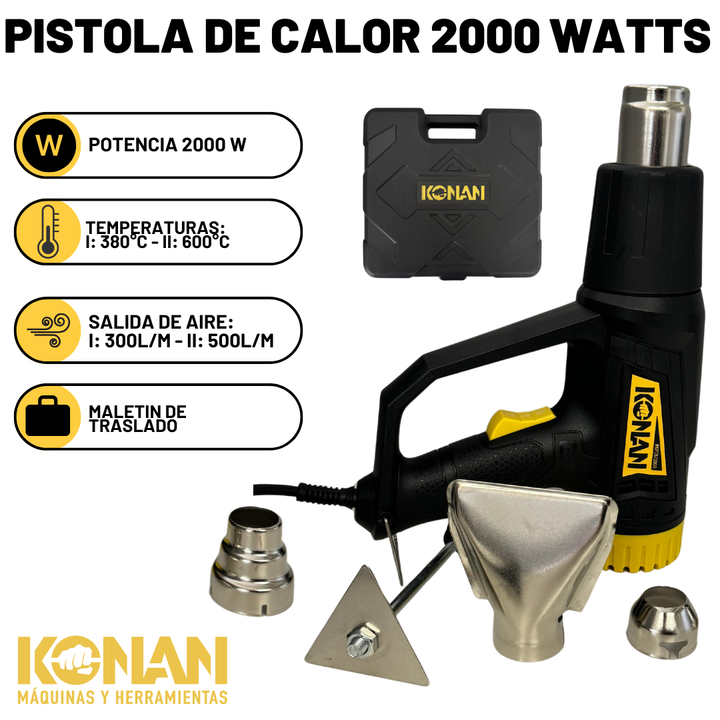 Pistola De Calor Konan 2000W Maletín + 5 Accesorios - Vista 2