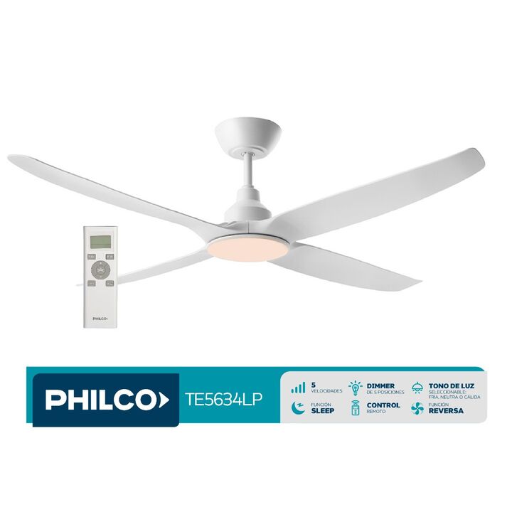 Ventilador de Techo Philco Luz LED 38W Blanco TEB5634LP - Vista 1