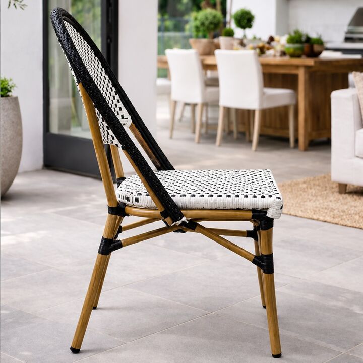 Silla de Diseño Bistro de Exterior Revestida Ratán Premium Apilable - Vista 3