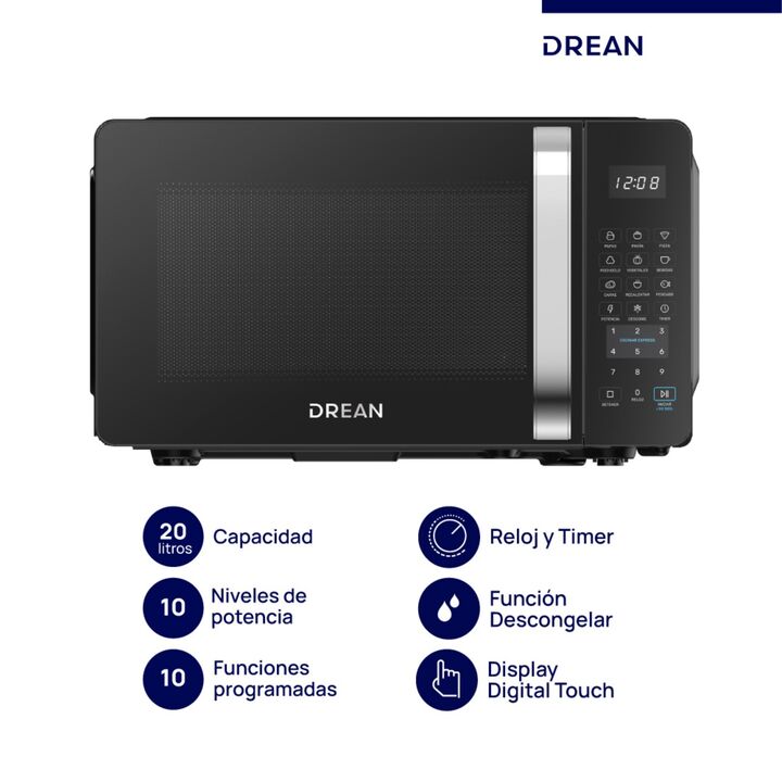 Microondas Digital 20 L Negro Drean - HMD20ARNJ0 - Vista 1