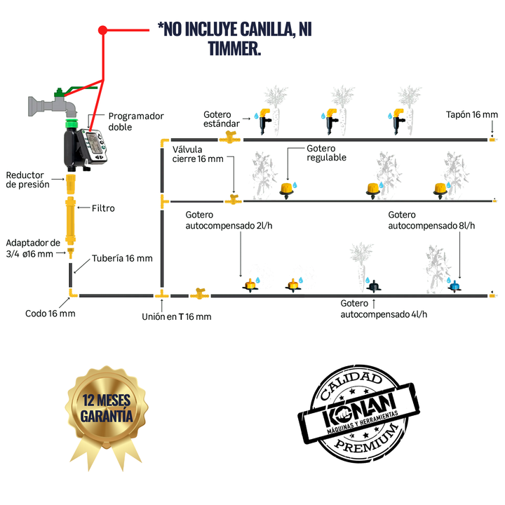 Sistema de Irrigación Por Goteo de 61 Piezas Konan - Vista 5