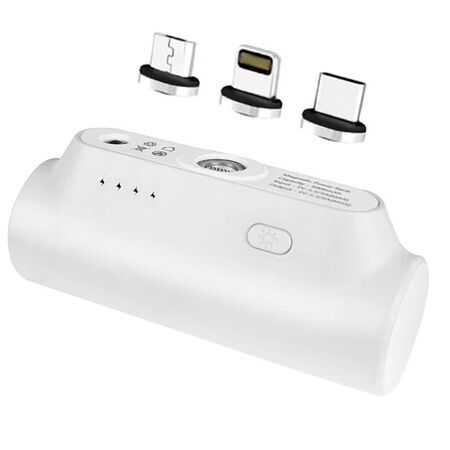 Cargador Portátil Blanco Gadnic Mini power Bank USB C Lightning 5000mah