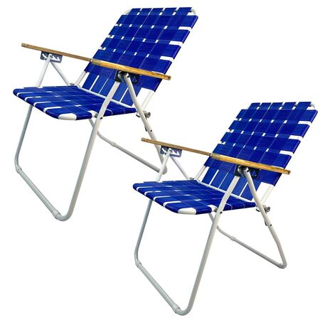 Kit X2 Reposeras De Playa Plegable Azul Gadnic Silla Con Apoyabrazo