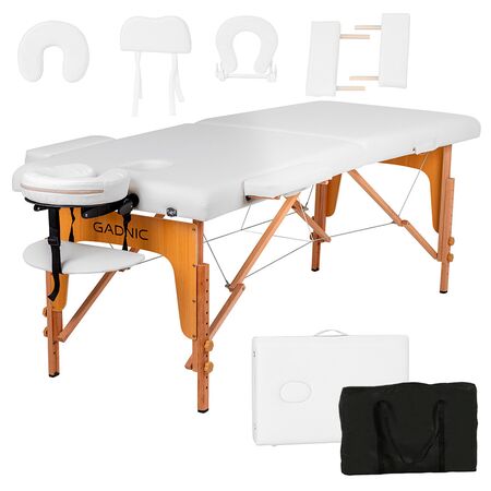 Camilla Para Masajes Blanca Gadnic Profesional Hasta 225kg 185x70cm Plegable