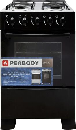 Cocina Peabody 50 Negra 50Cm 4 Hornallas Ng Bg