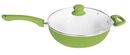 Wok Con Mango Y Tapa De Vidrio. D26 Cm Verde Carol 47126 VER - Miniatura 1