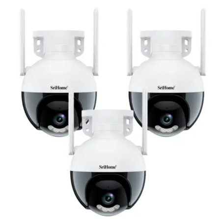 Kit x3 de Cámaras  de Seguridad IP SriHome SH045 2MP Wifi-LAN Vision Nocturna