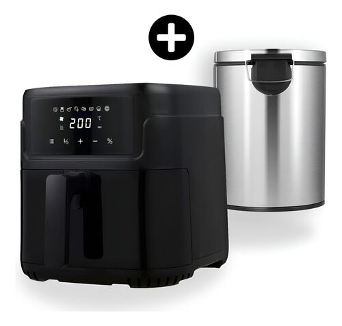 Combo Freidora De Aire 5 L Tacho De Basura Automatico Ecopro Negro - Vista principal