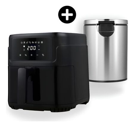 Combo Freidora De Aire 5 L Tacho De Basura Automatico Ecopro Negro
