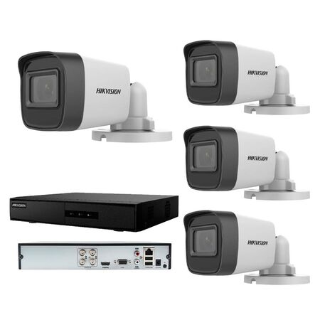 Kit De 4 Cámaras De Seguridad Y Grabadora 4 Canales Hikvision