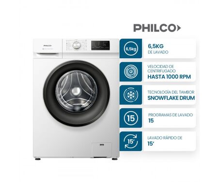 Lavarropas Automático Philco PHLF6510B2 Carga Frontal 6,5kg Blanco