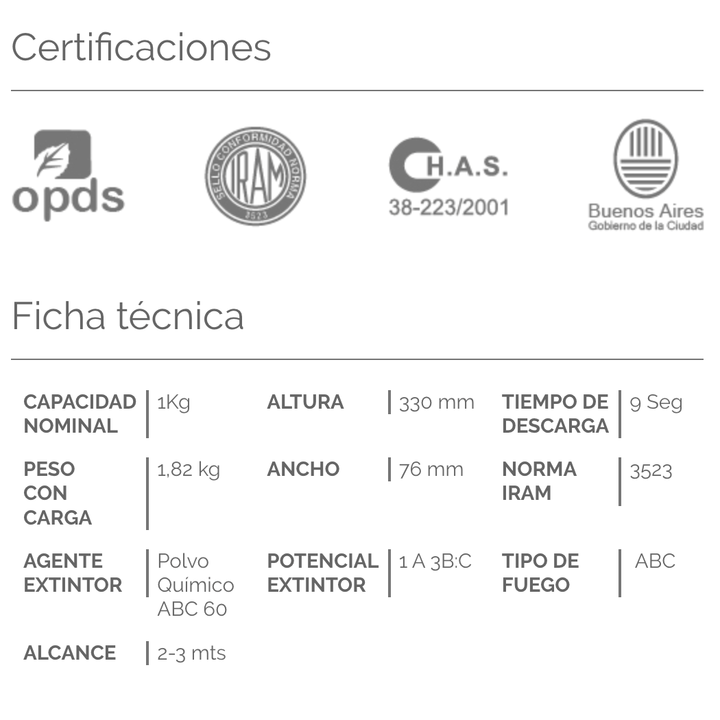 Matafuegos Línea Automotor 1 kg - Vista 3