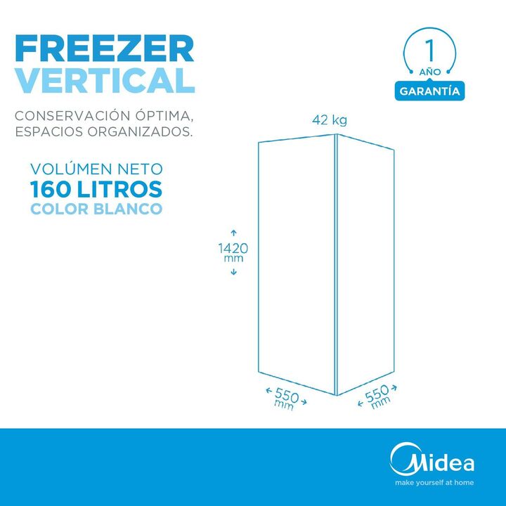 Freeezer MIDEA FC-MJ6WAR1 Vertical 160lts blanco - Vista 3