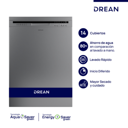 LAVAVAJILLAS DREAN LVDR1406CI0 INOX 14 CUBIERTOS