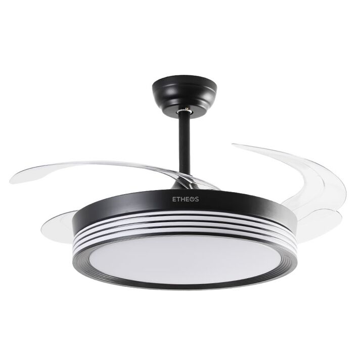 Ventilador De Techo Retráctil Etheos GVTI-VTRN Negro Luz Led Control - Vista 1