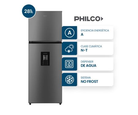 Heladera Philco PHNT267XD2 Top Mount Dispenser No Frost 281L Inox 