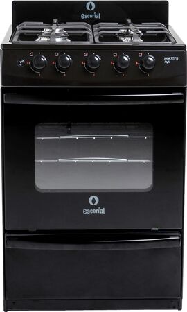 Cocina Escorial Multigas 56Cm 4 Hornallas Master Style Negro