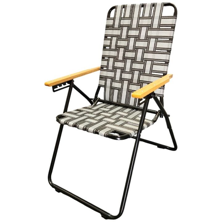 Reposera Luxury Home Lh-208 5Pos Tela Negra Y Gris - Vista 1