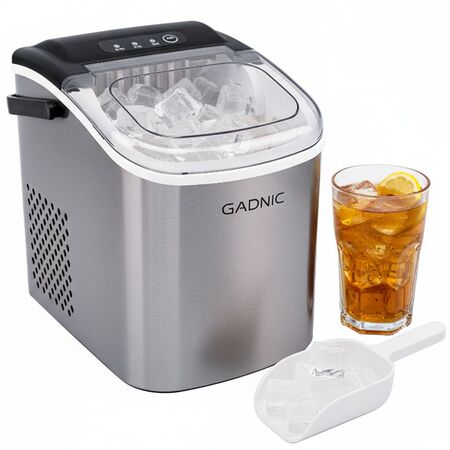 Máquina de Hielo Gadnic Acero Inoxidable con Canasto y Pala