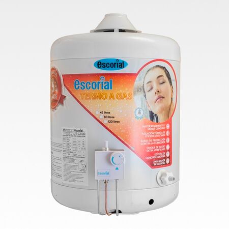 Termotanque Multigas Escorial 45lts Conexión Superior Blanco