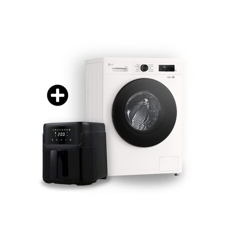 Combo Lavarropas LG Wm65gwvfs6 Y Freidora De Aire Techgo 5l Blanco