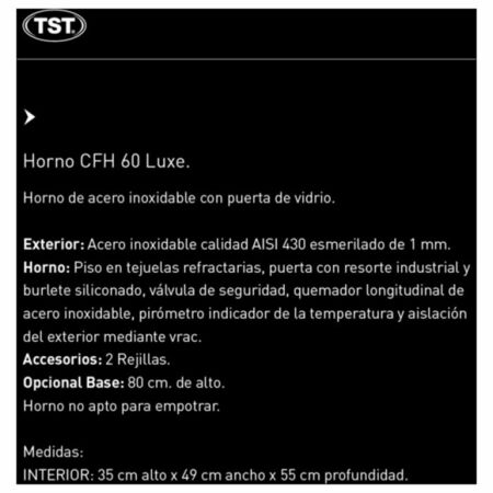 Horno a Gas TST Semi-Industrial Luxe 60cm