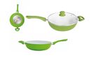 Wok Con Mango Y Tapa De Vidrio. D26 Cm Verde Carol 47126 VER - Miniatura 2