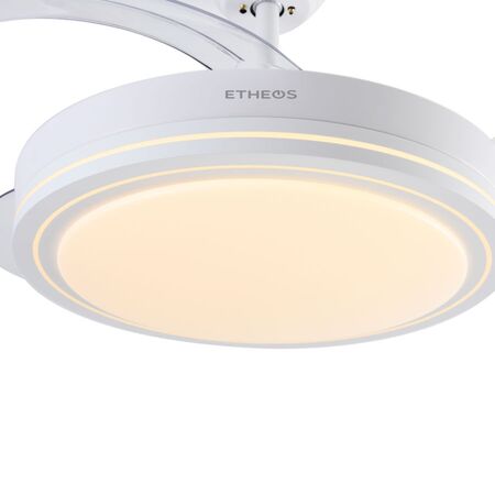 Ventilador De Techo Retráctil Etheos GVTI-VTRB Blanco Luz Led Control