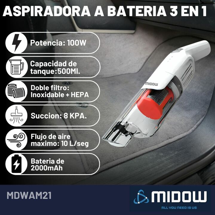 Aspiradora Inalambrica Midow Multi-funcion A Bateria 3 En 1 - Vista 2