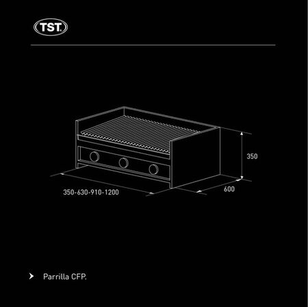 Parrilla a gas TST 2 quemadores - 60cm