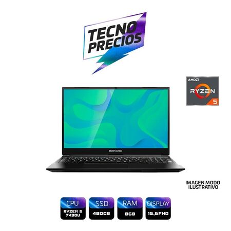Notebook BANGHO MAX L5 RYZEN 5 7430U 16GB SSD 480GB Con Sistema