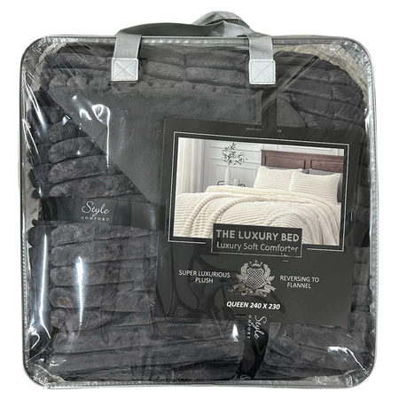 Acolchado Comercial Nevada nordico gris oscuro queen