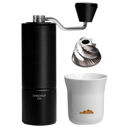 Kit TimeMore Molinillo de Cafe Repuesto de Acero Inoxidable mas Taza de Cafe Ceramica