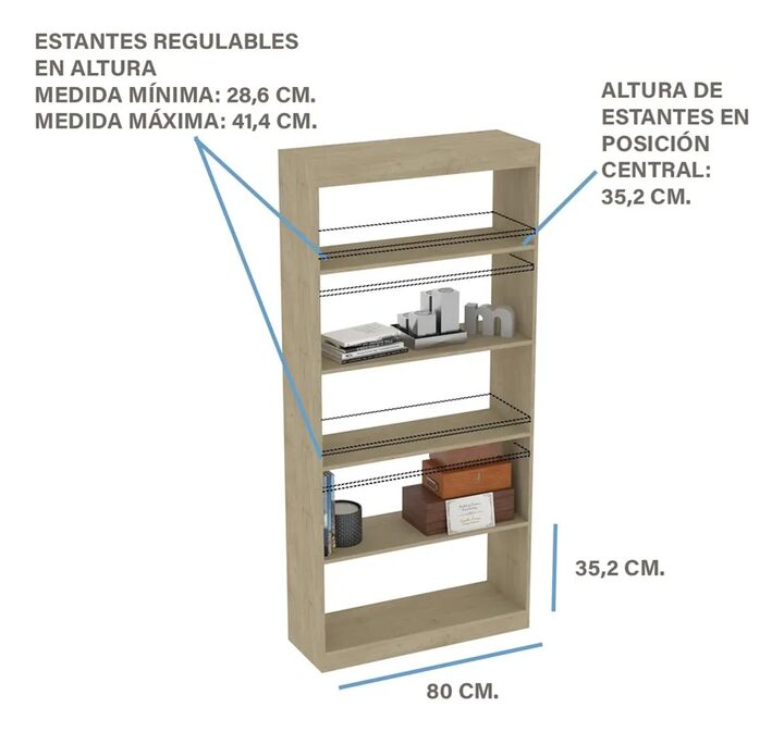Biblioteca Alta Fiplasto Bl6004 Melamina 5 Estantes 83cm - Vista 4