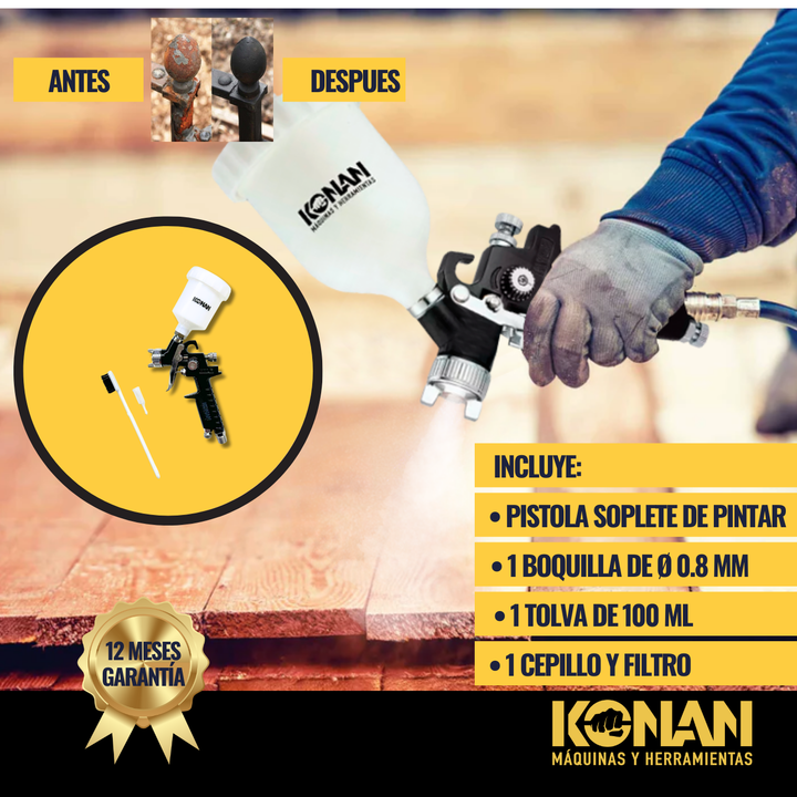 Konan Pistola Soplete De Pintar Hvlp 0.8mm - Vista 6