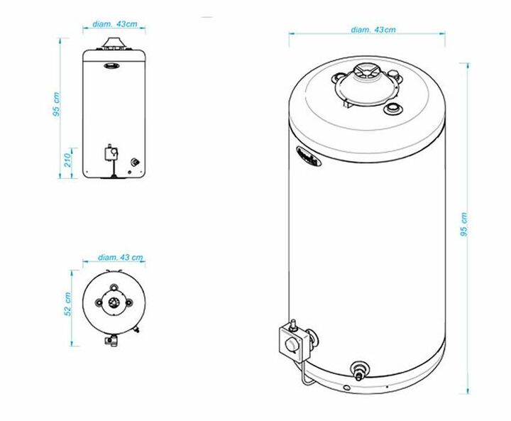 Termotanque a GAS Escorial 80 litros carga inferior - Vista 2