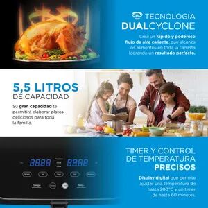 Freidora Sin Aceite Digital Midea Af-d155bar1 5,5 Lts 1700w