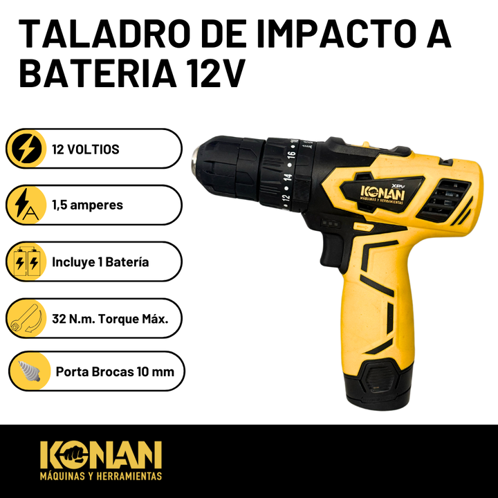 Taladro de Impacto Konan a bateria 12v Xtra Power Volt - Vista 2