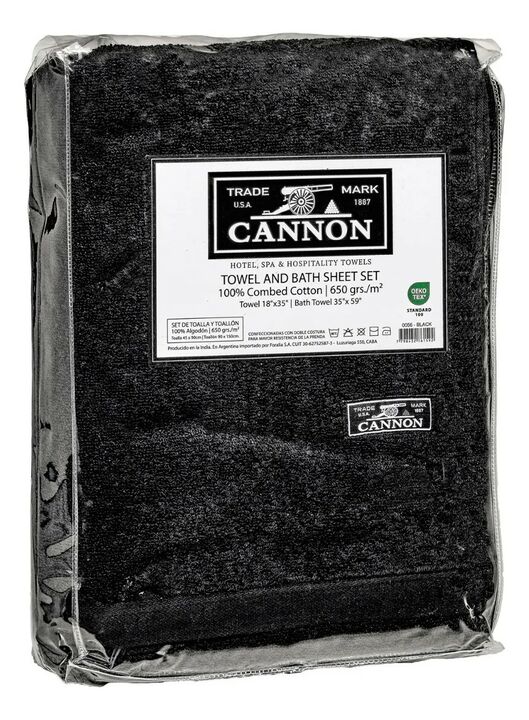 Set De Toalla y Toallon Negro - 650gr - Cannon - Vista 2