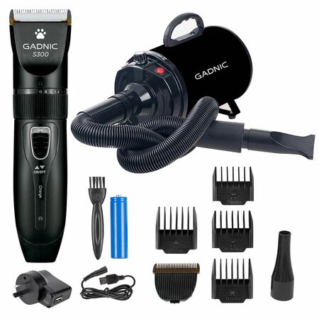 Secador De Pelo Para Perros PD2000 + Maquina De Cortar Pelo Canina S300 Profesional Gadnic