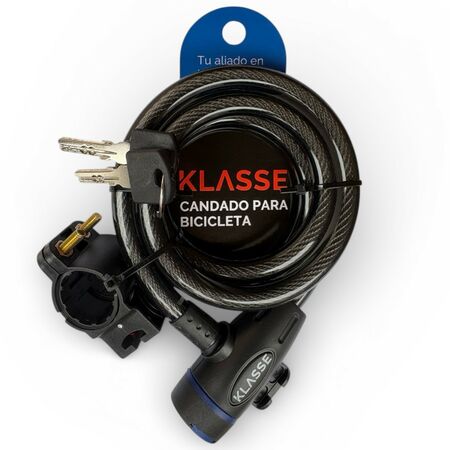 Candado Para Bicicleta Klasse 1,2 M x 12 Mm Con 2 Llaves (KS7702)