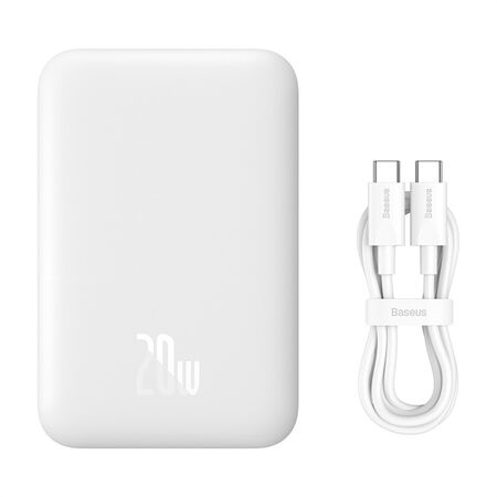 Cargador Portátil Inalámbrico Blanco Baseus Power Bank Carga Rapida 10000mah 20w Tipo-C