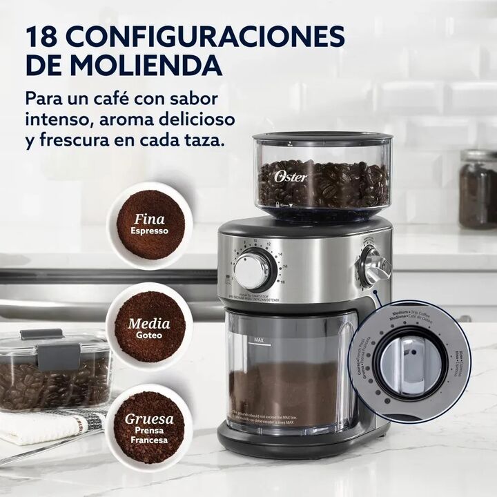 Molinillo De Cafe Oster Automatico 18 Moliendas Mh24 Negro Negro - Vista 6