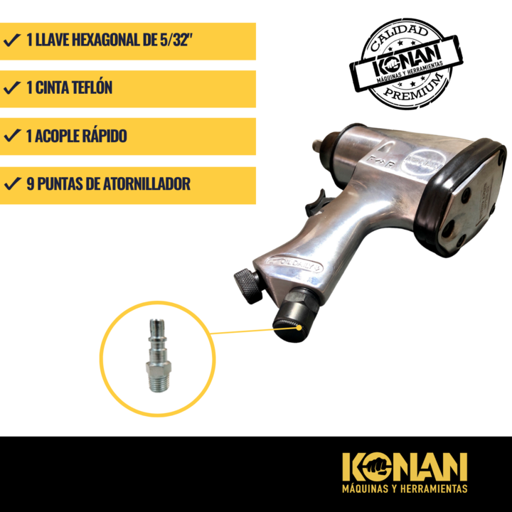 Kit De Herramientas Neumáticas Prof 71 Pcz Konan - Vista 3