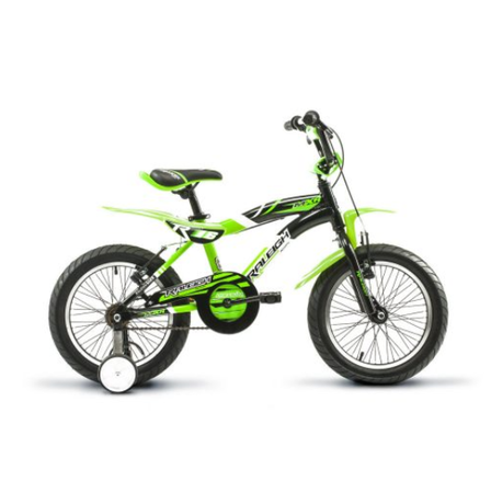 Bicicleta Raleigh MXR16 / Negro/Verde / Frenos V-Brake / 1Vel. / Cuadro de aluminio / Rodado 16"