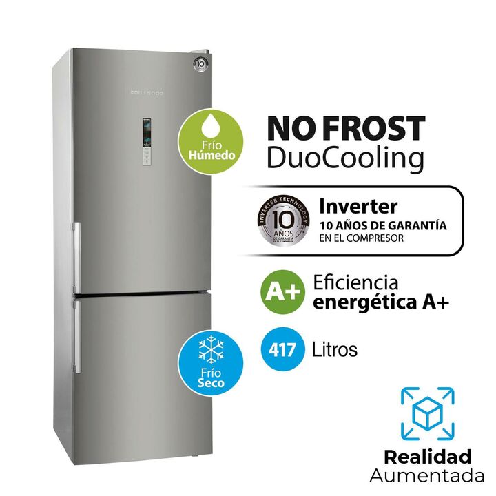HELADERA C/FREEZER KOHINOOR KHGA41DI/9 - ACERO, 417 LTS, NO FROST - Vista 2