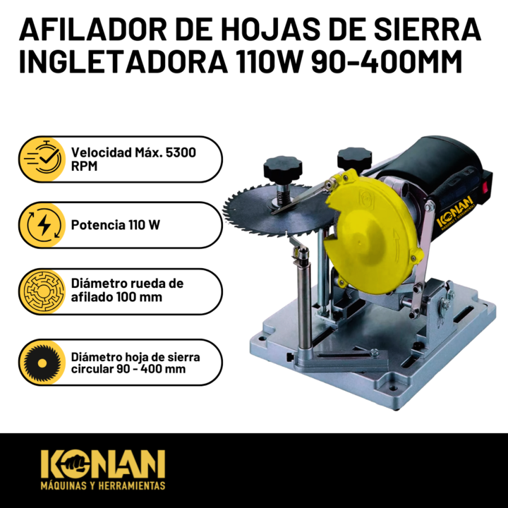 Afilador De Hojas De Sierra Ingletadora 110w 90-400mm Konan - Vista 2